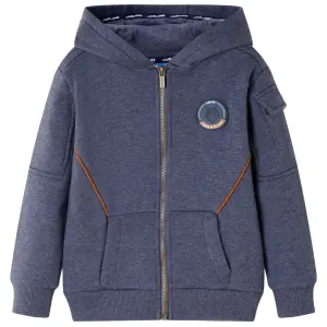 Bluza dziecięca z kapturem i zapięciem na zamek, niebieski melanż, 128