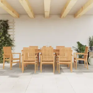 Sztaplowane krzesła ogrodowe, 8 szt., 56,5x57,5x91 cm, tekowe