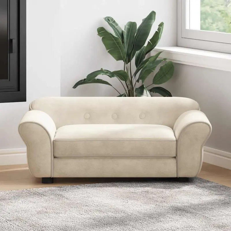 Sofa dla psa, kremowa, 72x45x30 cm, pluszowa