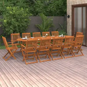 Meble ogrodowe z litego drewna akacjowego 13-cz. zestaw 280x90x75 cm