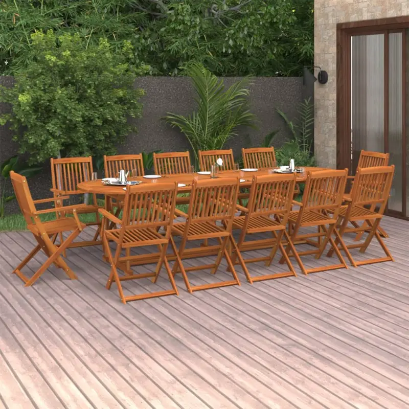 Meble ogrodowe z litego drewna akacjowego 13-cz. zestaw 280x90x75 cm