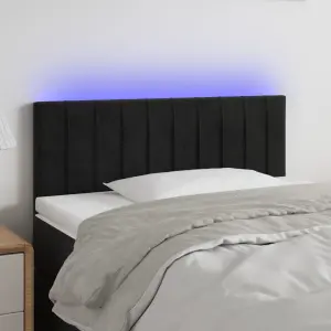 Zagłówek do łóżka z LED, czarny, 100x5x78/88 cm, aksamit
