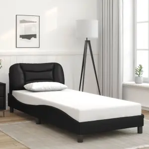 Rama łóżka bez materaca, Hvar, czarna, 90x200 cm, sztuczna skóra