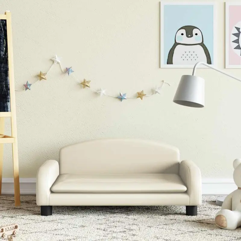 Sofa dla dzieci, kremowa, 70x45x30 cm, sztuczna skóra