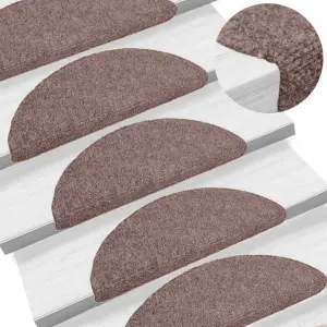 Maty na schody samoprzylepne 5 szt. 65x21x4 cm jasnobrązowe półokrągłe duże