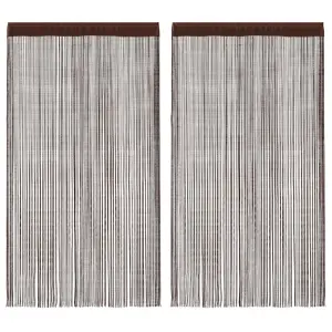 Zasłony sznurkowe, 2 sztuki, 140 x 250 cm, brązowe