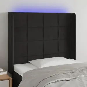Zagłówek do łóżka z LED, czarny, 83x16x118/128 cm, aksamit