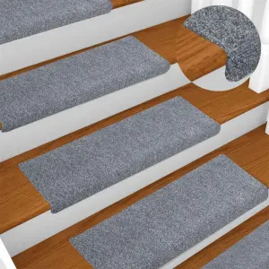Maty na schody samoprzylepne 10 szt. 65x21x4 cm Jasnoszary prostokątny brzeg