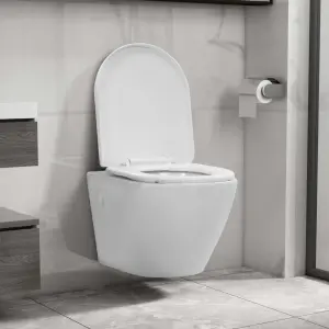 Wisząca toaleta bez kołnierza, ceramiczna, biała