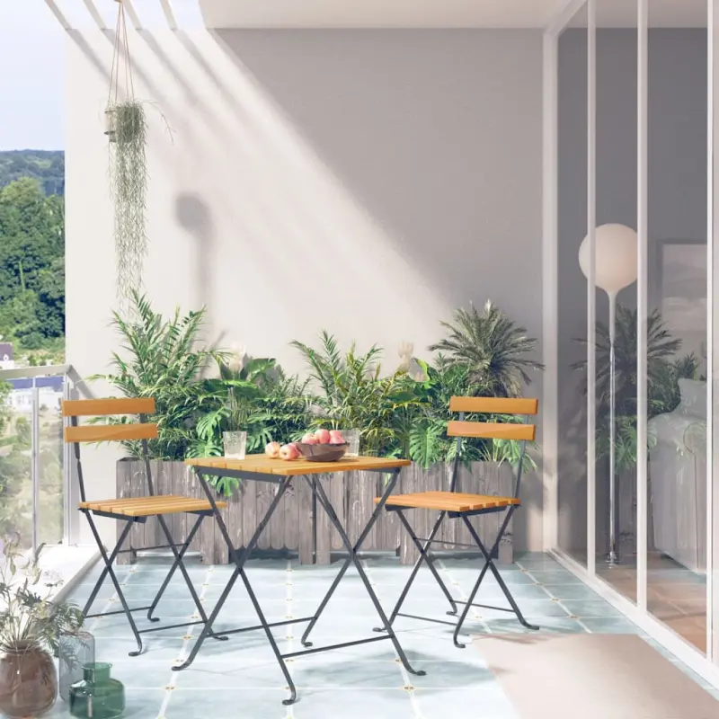 Meble ogrodowe z litego drewna akacjowego 3-cz. składane bistro