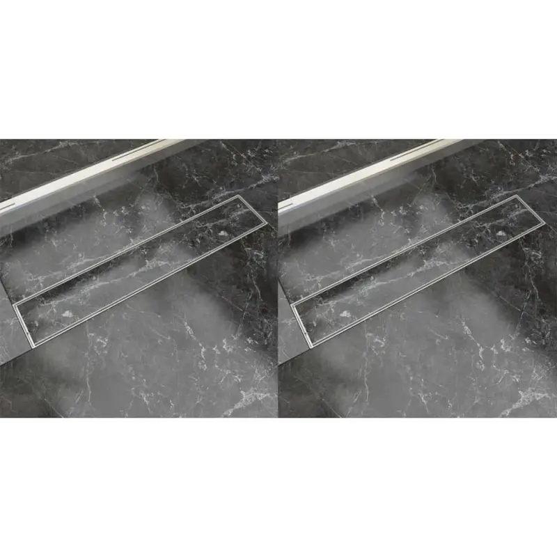 Odpływ prysznicowy liniowy, stal nierdzewna, 2 szt., 630x140 mm