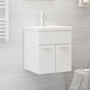 Szafka z wbudowaną umywalką, biała, materiał drewnopochodny