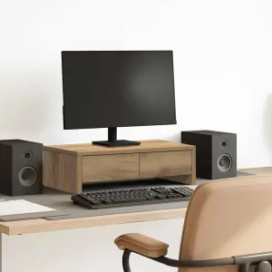 Podstawka pod monitor, z szufladami, dąb artisian, 50x27x15 cm