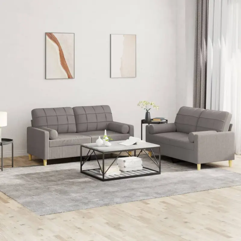 2-cz. komplet wypoczynkowy z poduszkami, taupe, tkanina