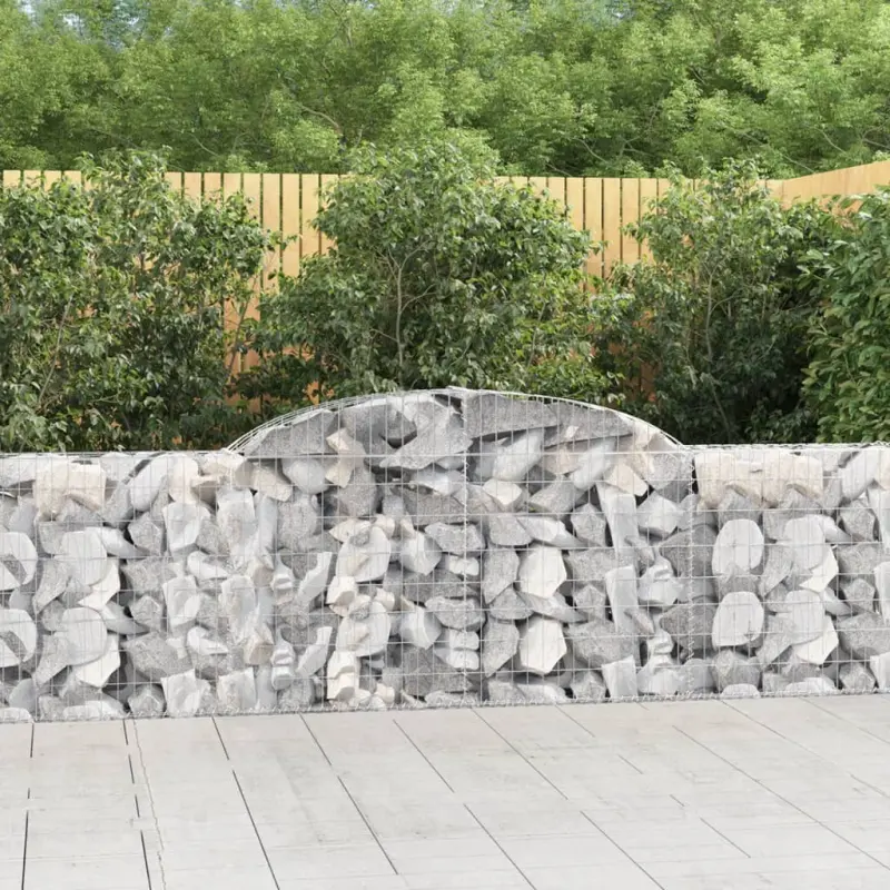 Kosze gabionowe, 9 szt, 300x30x80/100 cm, galwanizowane żelazo
