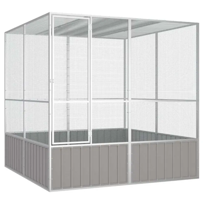 Woliera, szara, 213,5x217,5x211,5 cm, galwanizowana stal