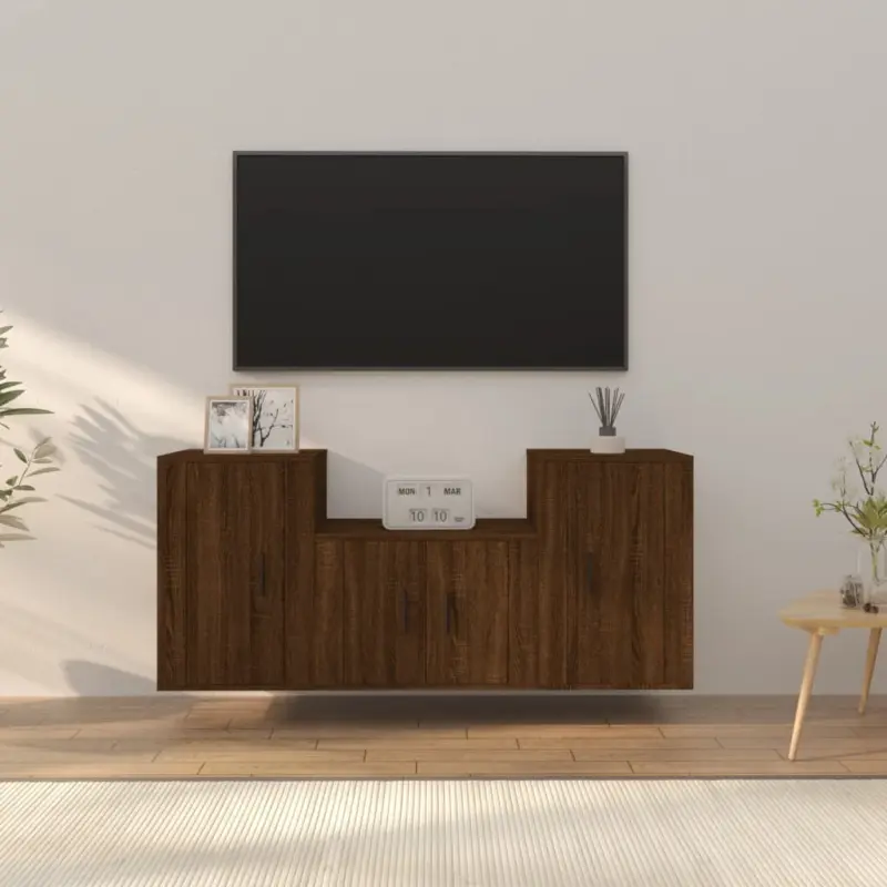 Zestaw 3 szafek TV, brązowy dąb, materiał drewnopochodny