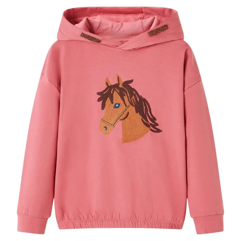 Bluza dziecięca z kapturem, stary róż, 128