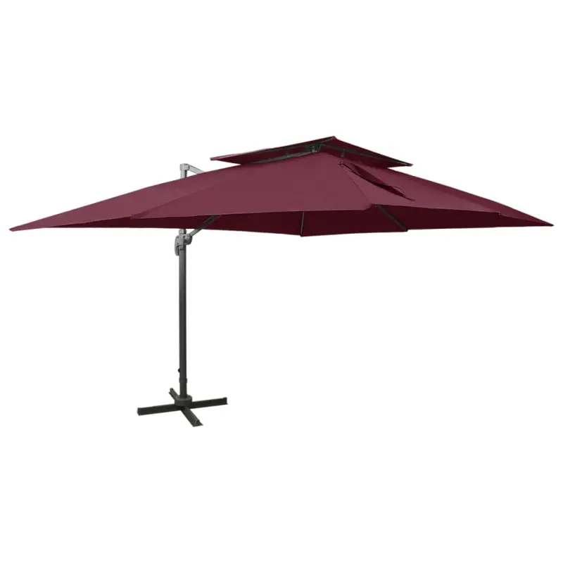 Parasol ogrodowy Cantilever z podwójnym blatem Bordeaux Red 400x300 cm