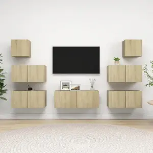 7-cz. zestaw szafek TV, dąb sonoma, materiał drewnopochodny