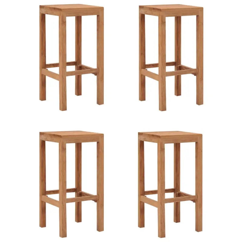 Stołki barowe, 4 sztuki, lite drewno tekowe