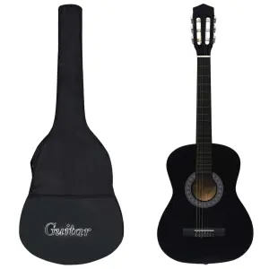 Gitara klasyczna dla początkujących z torbą, czarna, 3/4, 36