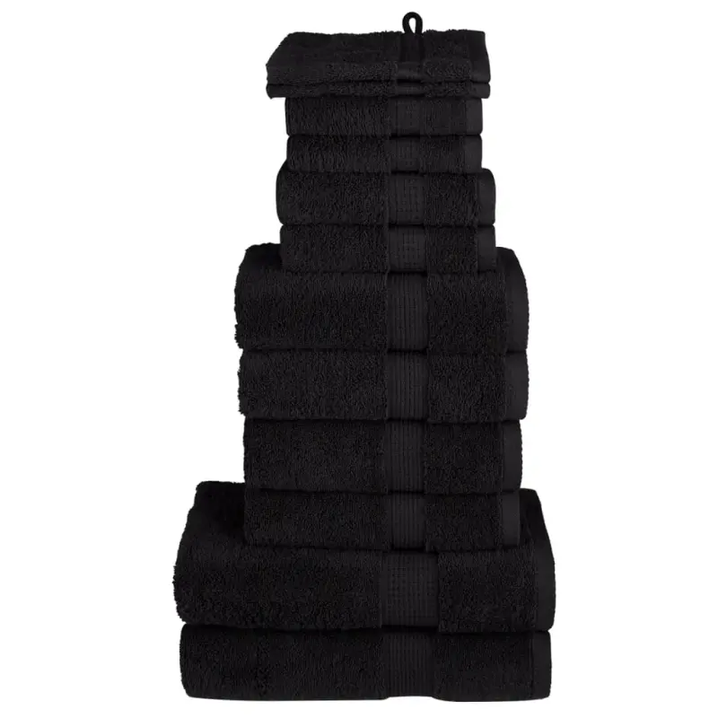 12-częściowy zestaw ręczników premium SOLUND, czarny, 600 g/cm²