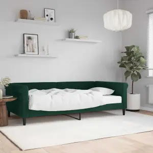 Sofa z materacem do spania, ciemnozielona, 100x200 cm, aksamit