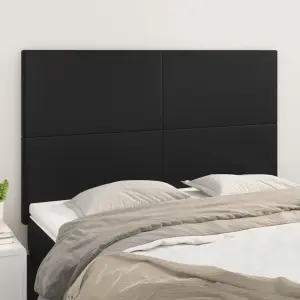 Zagłówek czarny 144x5x118/128 cm skóra ekologiczna