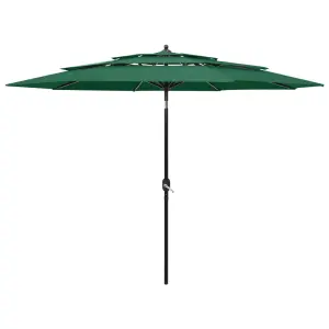 3-poziomowy parasol na aluminiowym słupku, zielony, 3 m