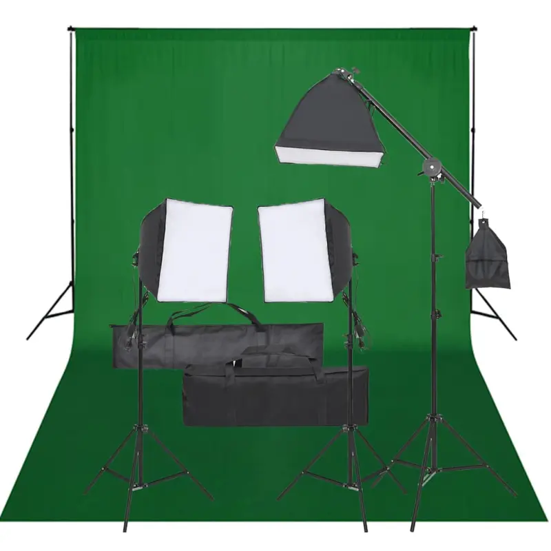 Fotograficzny zestaw studyjny z lampami i tłem