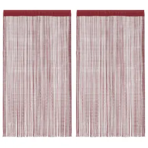 Zasłony sznurkowe, 2 sztuki, 100 x 250 cm, burgundowe