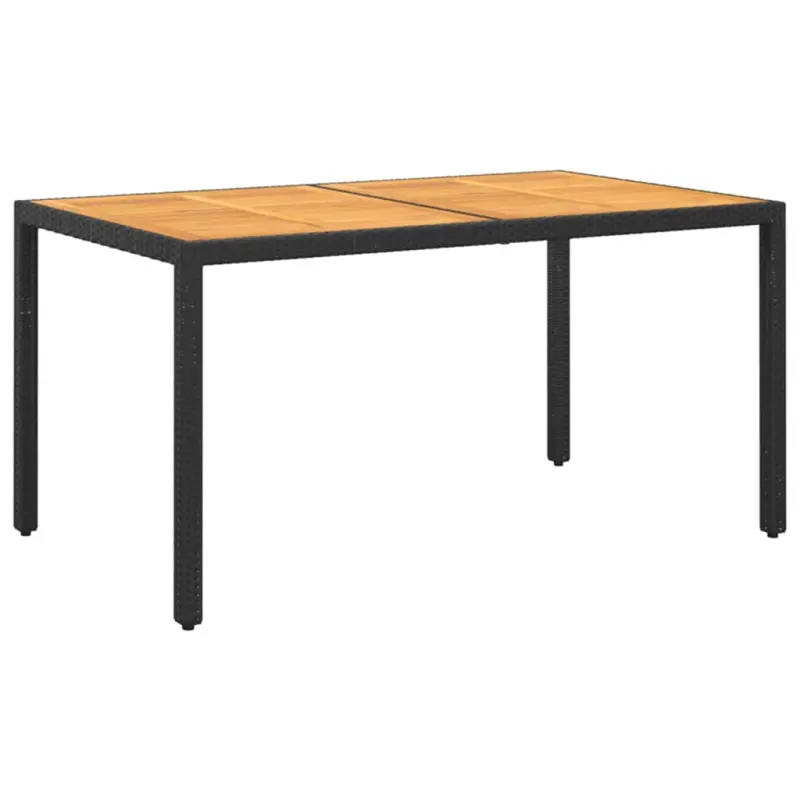 Stół ogrodowy, 150x90x75 cm, akacja i rattan PE, czarny