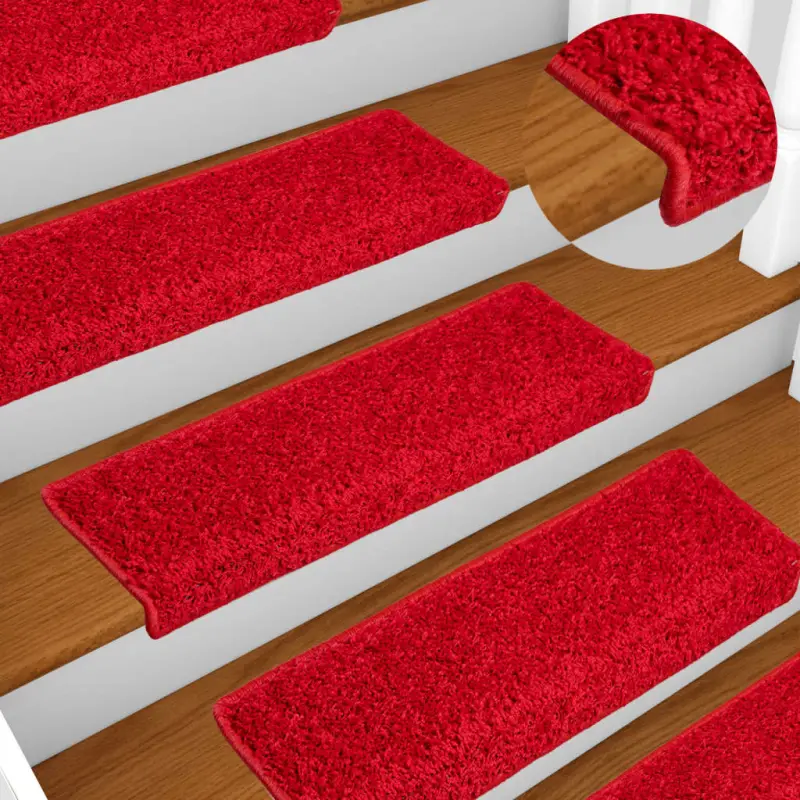Maty na schody 10 szt. 65x21x4 cm Czerwone prostokątne krawędzie