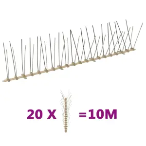 Kolce przeciw ptakom, 4 rzędy, plastikowe, 20 szt., 10 m