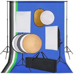 Zestaw studyjny z lampami softbox, tłami i blendami