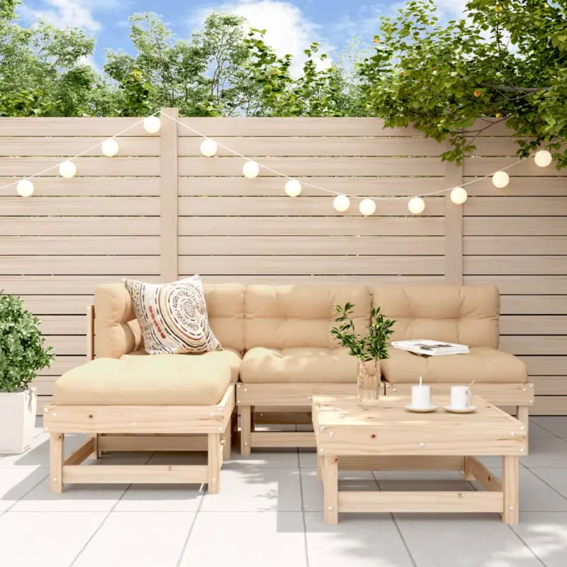Meble ogrodowe 5-częściowe z litego drewna sosnowego do ogrodu i patio