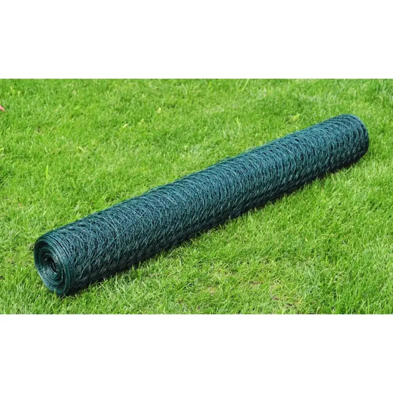 Ogrodzenie z siatki, pokryte PVC, 25x1 m, zielone