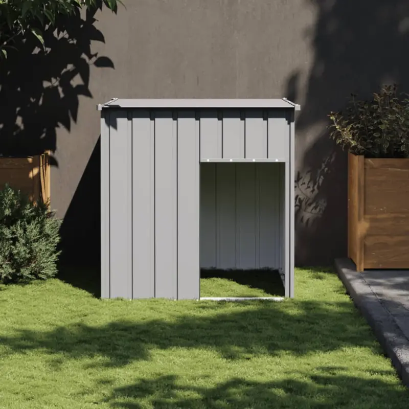 Domek dla psa z dachem, jasnoszary, 110x103x109 cm, ocynkowana stal