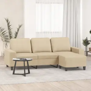 Sofa 3-osobowa, kremowa, 180 cm, tapicerowana tkaniną