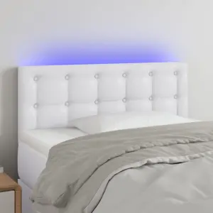 Zagłówek do łóżka z LED, biały, 80x5x78/88 cm, sztuczna skóra