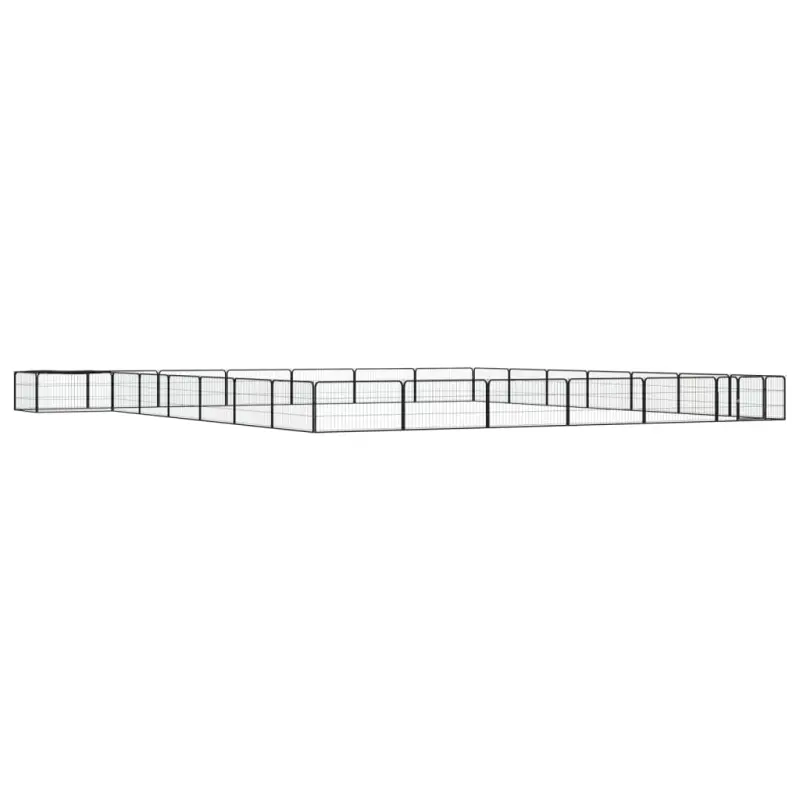 Kojec dla psa, 28 panele, czarny, 100x50 cm, stal