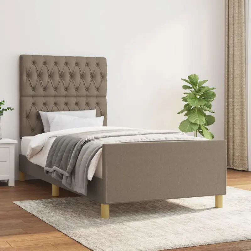 Rama łóżka bez materaca Taupe 90x190 cm Tkanina