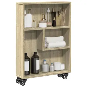 Wąski wózek magazynowy Sonoma Oak 48x13x68 cm Drewno konstrukcyjne