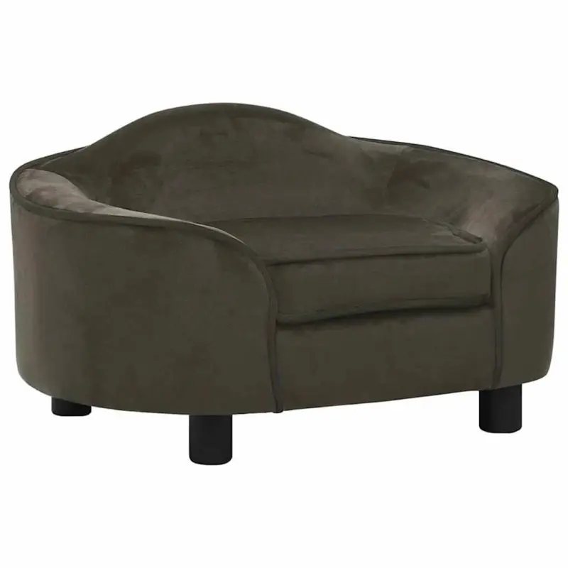 Sofa dla psa, ciemnoszara, 67x47x36 cm, pluszowa
