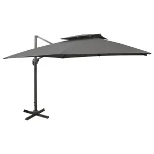 Parasol wiszący z podwójną czaszą, 300x300 cm, antracytowy