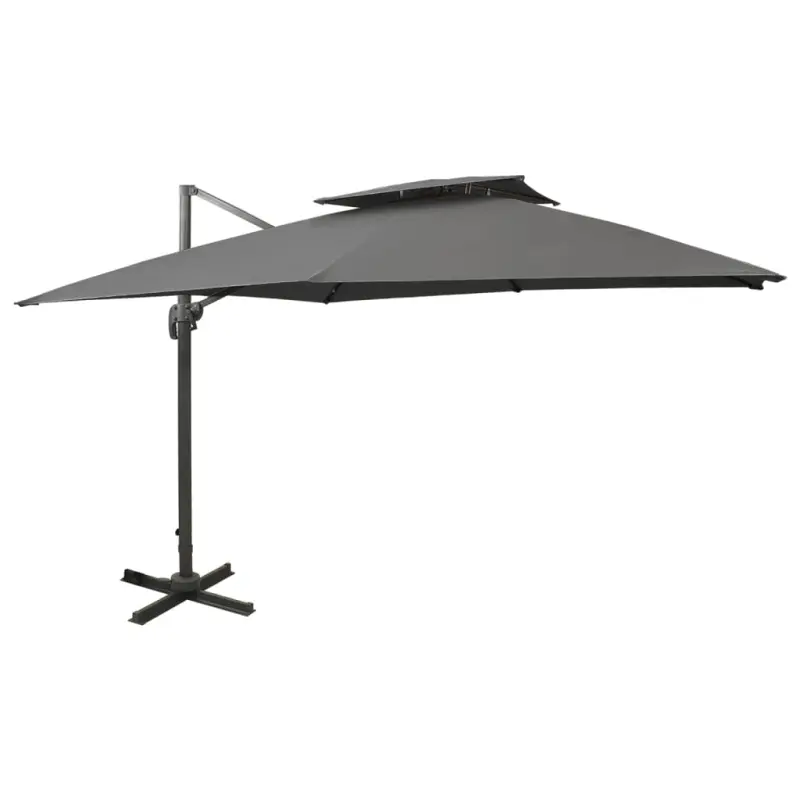 Parasol wiszący z podwójną czaszą, 300x300 cm, antracytowy