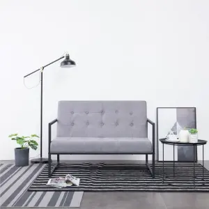 2-osobowa sofa z podłokietnikami, jasnoszara, stal i tkanina