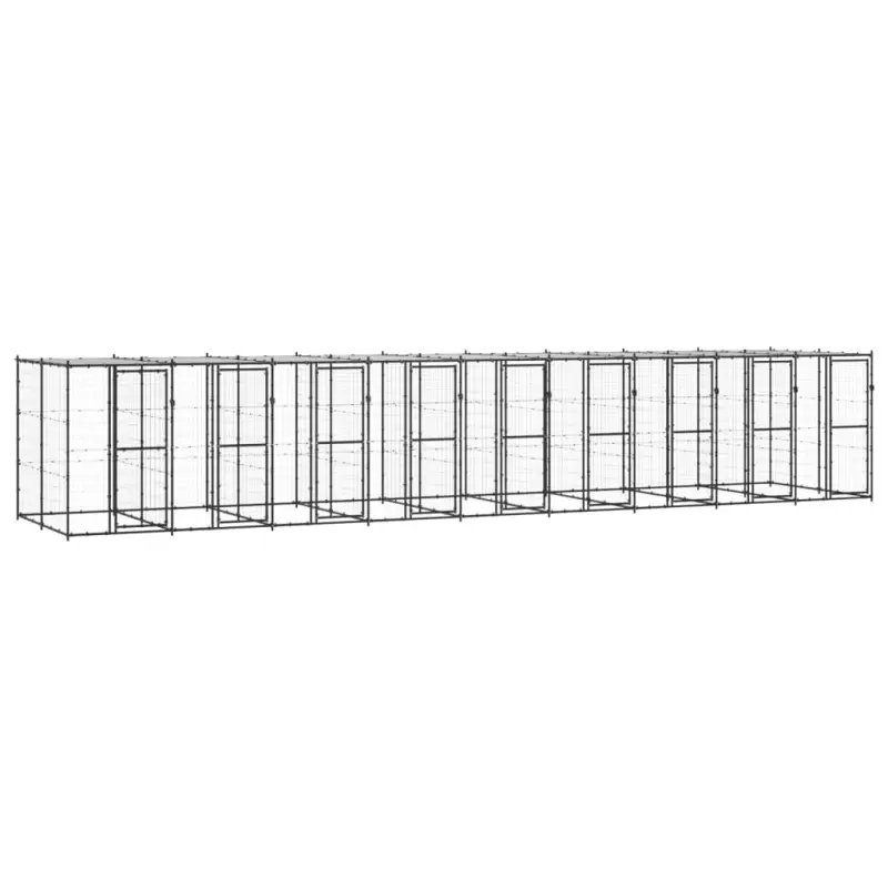 Kojec dla psa, z zadaszeniem, stalowy, 21,78 m²
