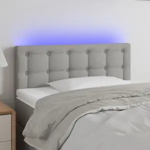 Zagłówek do łóżka z LED, jasnoszary, 100x5x78/88 cm, tkanina